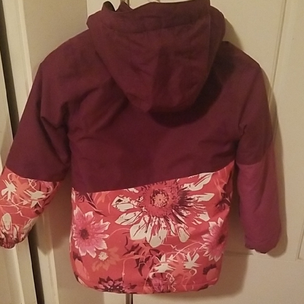 Kids Floral Puffer Jacket - Purple and Pink - Picture 5 of 5